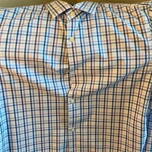 Banana Republic non iron skin fit dress shirt. Blue/purple white check. XL